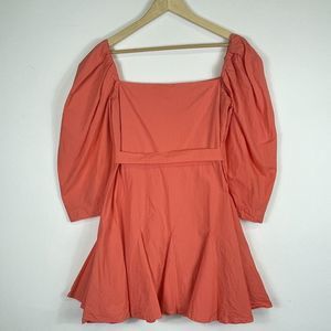 Mille Resort & Travel Peach Orange 3/4‎ Sleeve Mini Dress Sash Womens Sz Medium
